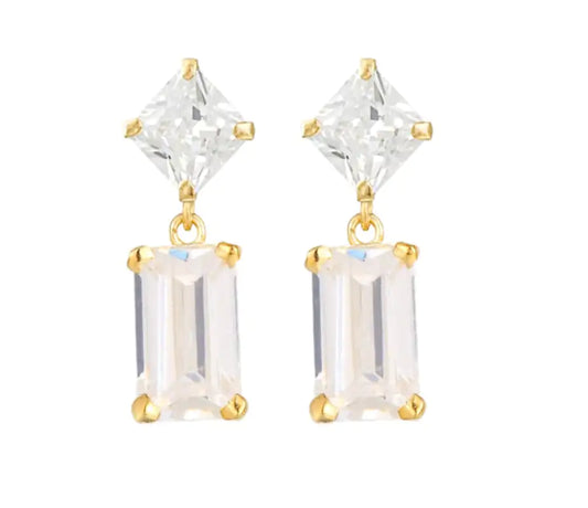 14k Gold Cubic Zirconia Dangle Earrings